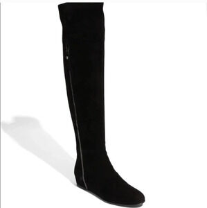 Stuart Weitzman Elf Black Boots Over the Knee Suede Tall Wedge Boots Size 7